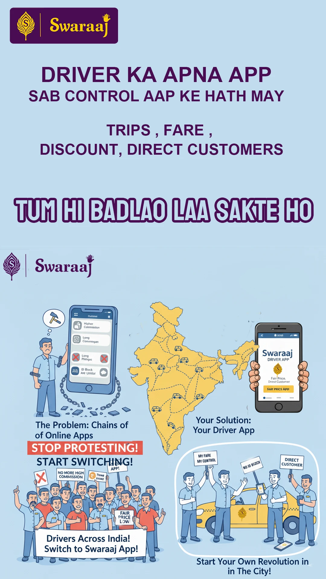 Swaraaj Driver app full control